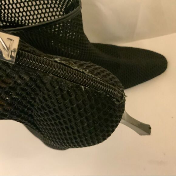 ZARA Ankle Boots Womens Size 41 Mesh Almond Toe Stiletto Heel Back Zip Black - Picture 8 of 9
